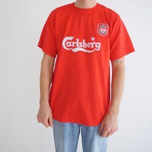 Vintage Score Liverpool FC Red Soccer Football Jersey Preppy Sportswear Mens XL